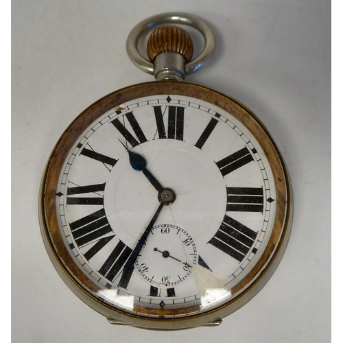 98 - A Europa traveller's timepiece, having an integral sliding, two-part lacquered brass and coloured en... 