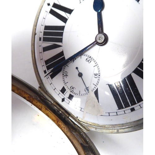 98 - A Europa traveller's timepiece, having an integral sliding, two-part lacquered brass and coloured en... 