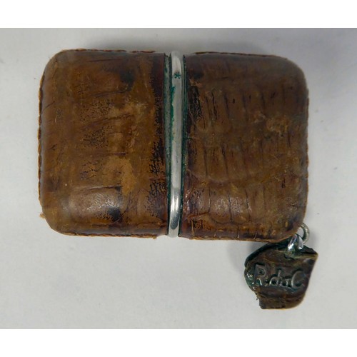 115 - A Movado Ermeto stitched snakeskin clad mechanical watch, faced by a gilded square Arabic dial, stam... 