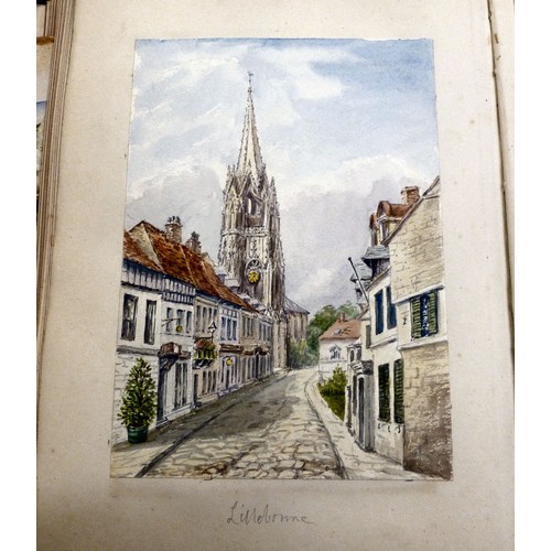 93 - An 1870s watercolour album, featuring scenic landmarks, locations around small islands of Britain an... 