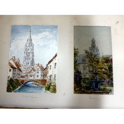 93 - An 1870s watercolour album, featuring scenic landmarks, locations around small islands of Britain an... 