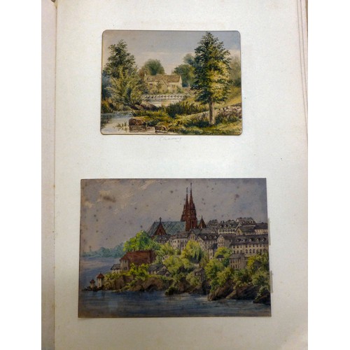 93 - An 1870s watercolour album, featuring scenic landmarks, locations around small islands of Britain an... 
