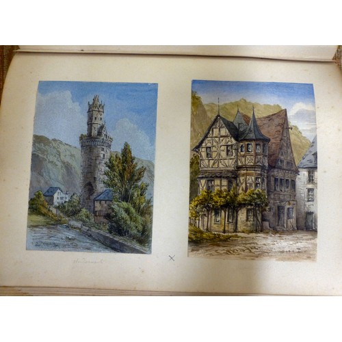 93 - An 1870s watercolour album, featuring scenic landmarks, locations around small islands of Britain an... 