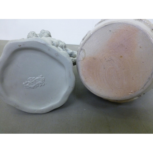 280 - 19thC and later jugs: to include a Victorian salt glazed Harvest jug with a silver plated lid&nbsp; ... 