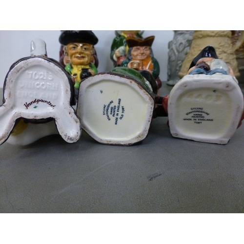 280 - 19thC and later jugs: to include a Victorian salt glazed Harvest jug with a silver plated lid&nbsp; ... 