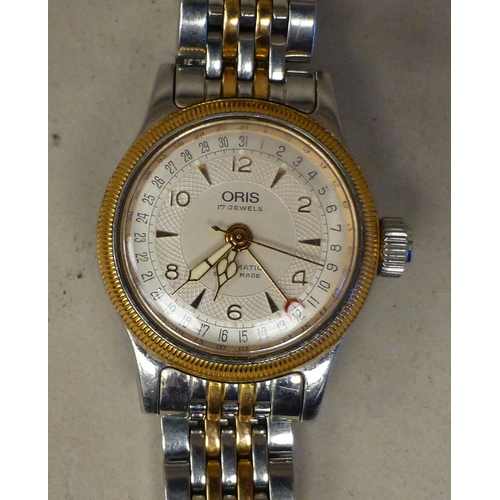 12 - A lady's Oris stainless steel cased, automatic bracelet watch with an Arabic dial&nbsp; boxed
