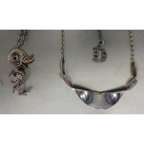 17 - Silver collectables: to include a Darrell Whittaker necklace