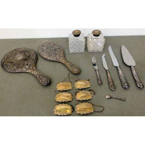 252 - Silver collectables: to include decanter labels and flatware&nbsp; mixed marks