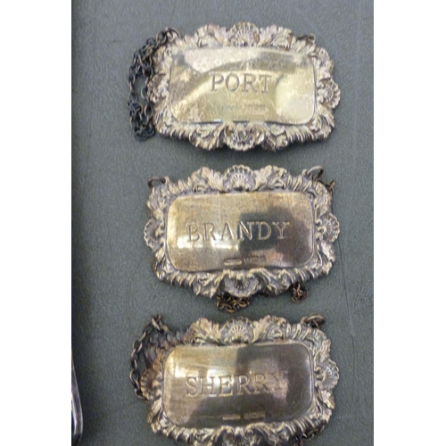 252 - Silver collectables: to include decanter labels and flatware&nbsp; mixed marks