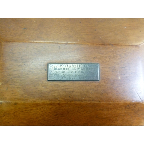 258 - A Regency mahogany tea caddy of sarcophagus form&nbsp; bears an engraved plate&nbsp; 9