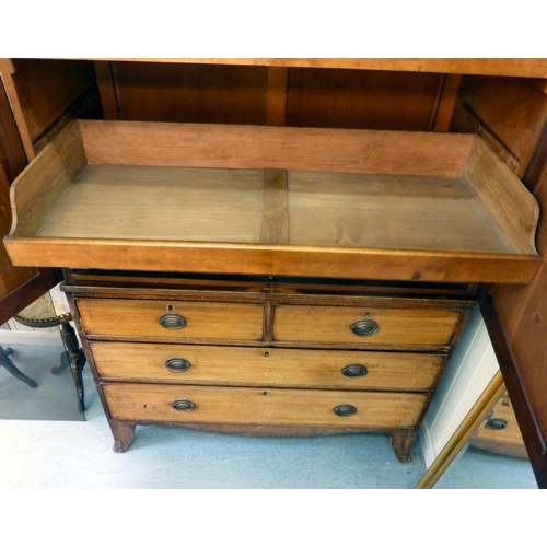 263 - A George III mahogany linen press with two doors, over two short/two long drawers, raised on bracket... 