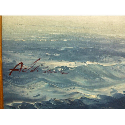 276 - A ship at sea  oil on canvas  bears an indistinct signature  22