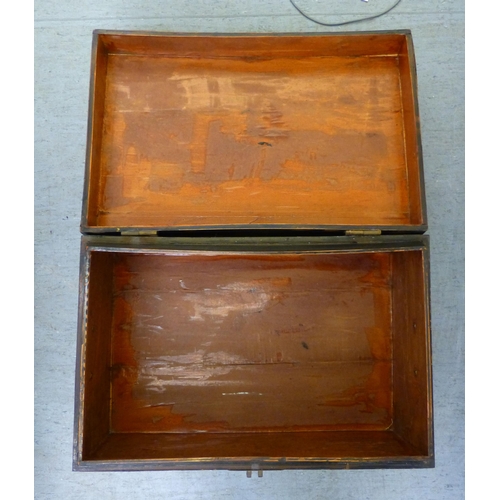 277 - A modern chinoiserie design black lacquered chest, decorated with figures on horseback  15.5