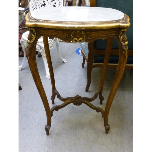 279 - A modern Louis XVI design gilt gesso occasional table with a marble table, raised on cabriole legs  ... 