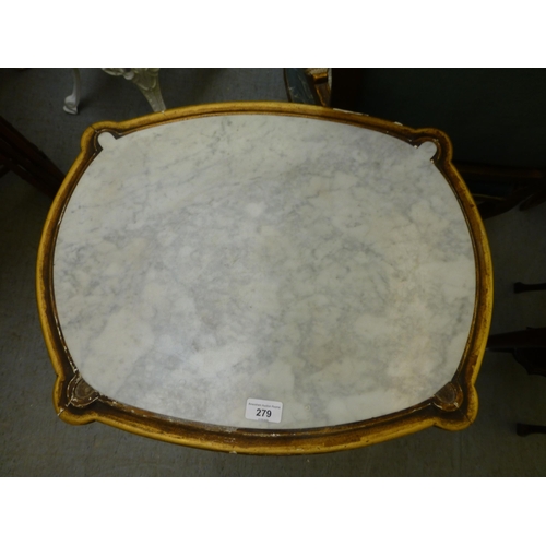279 - A modern Louis XVI design gilt gesso occasional table with a marble table, raised on cabriole legs  ... 