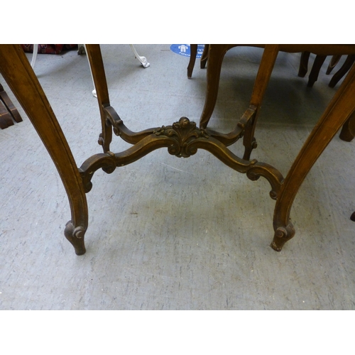279 - A modern Louis XVI design gilt gesso occasional table with a marble table, raised on cabriole legs  ... 