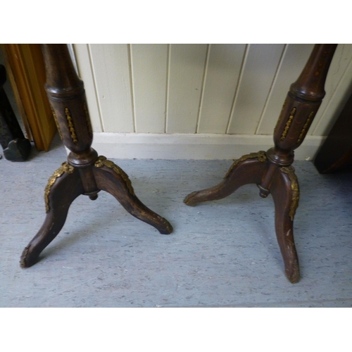 280 - A pair of modern Louis XVI design, stained beech pedestal tables with marble tops and gilt metal mou... 