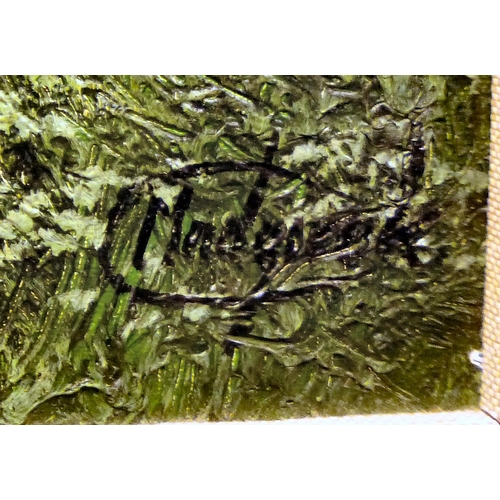 287 - Clive Madgwick - 'Beneath the Beech Tree'&nbsp; oil on canvas&nbsp; bears a signature & label ve... 