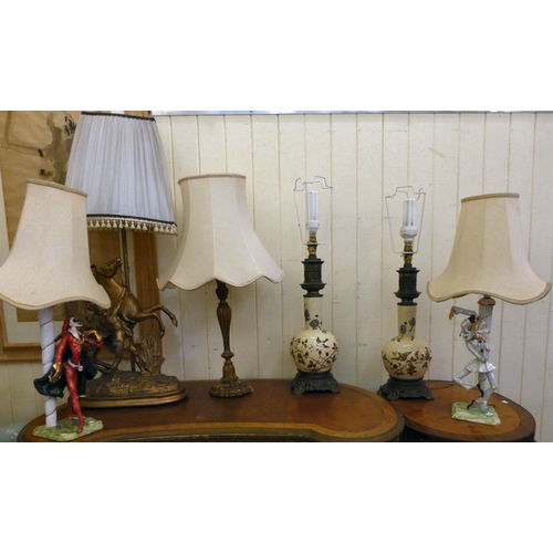 293 - Table lamps: to include a china pair with gilt metal mounts&nbsp; 17