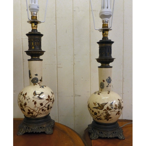 293 - Table lamps: to include a china pair with gilt metal mounts&nbsp; 17