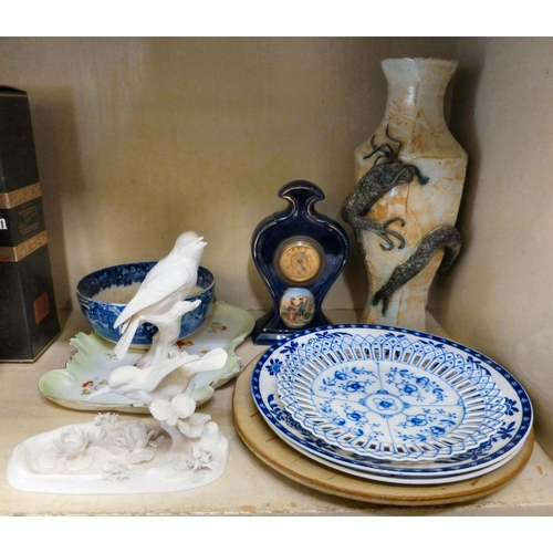 296 - Mixed ceramics: to include a studio pottery vase, decorated with a coiled dragon&nbsp; 14