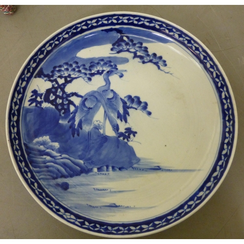 297 - Ceramics: to include a blue glazed earthenware vase, mounted with a coiled dragon&nbsp; 14