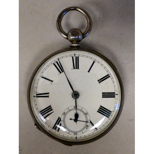 30 - Two similar early 20thC silver cased pocket watches, each faced by an enamelled Roman dial  mixed as... 