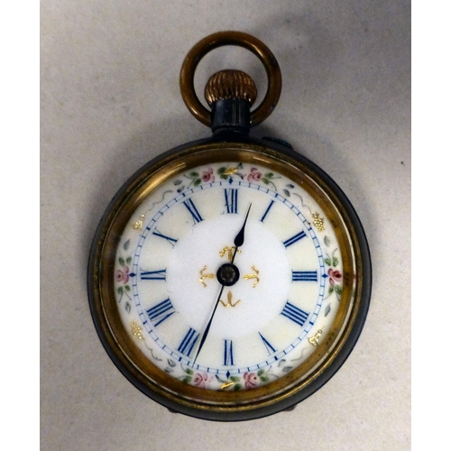 31 - A mixed lot: to include a late 19thC gilt metal cased pocket barometer, faced by an Arabic dial