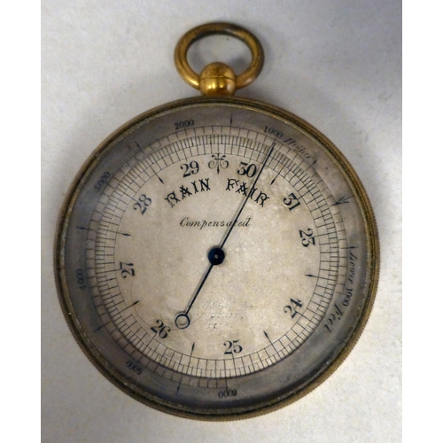 31 - A mixed lot: to include a late 19thC gilt metal cased pocket barometer, faced by an Arabic dial
