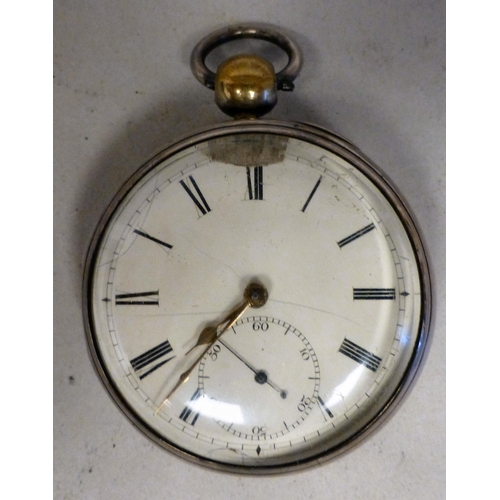34 - A late Victorian S&J Aronson silver cased pocket watch, faced by an enamelled Roman dial  Cheste... 