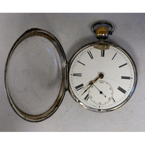 34 - A late Victorian S&J Aronson silver cased pocket watch, faced by an enamelled Roman dial  Cheste... 
