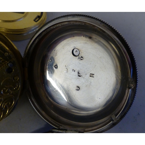 34 - A late Victorian S&J Aronson silver cased pocket watch, faced by an enamelled Roman dial  Cheste... 