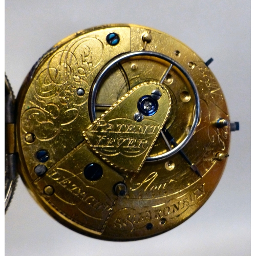 34 - A late Victorian S&J Aronson silver cased pocket watch, faced by an enamelled Roman dial  Cheste... 