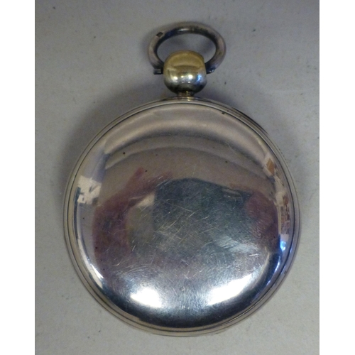34 - A late Victorian S&J Aronson silver cased pocket watch, faced by an enamelled Roman dial  Cheste... 