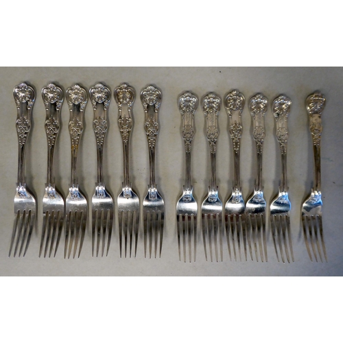 40 - A matched set of twelve silver Queens pattern dessert forks&nbsp; Victorian & later mixed marks&... 