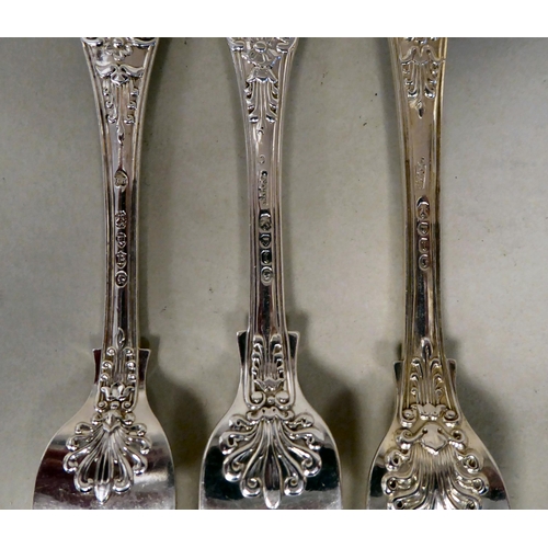 40 - A matched set of twelve silver Queens pattern dessert forks&nbsp; Victorian & later mixed marks&... 
