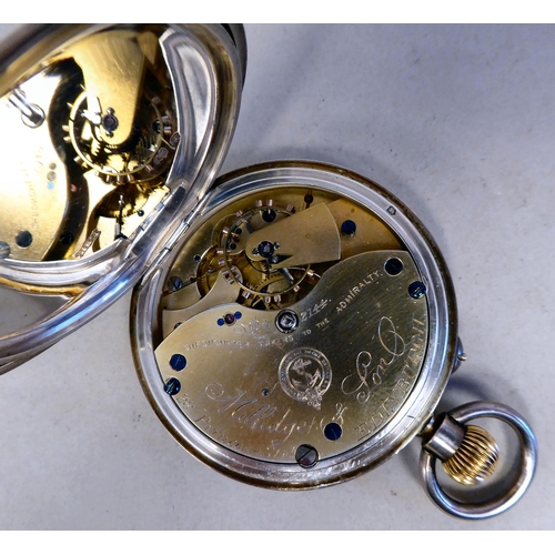 58 - A Thomas Smith & Sons, Edinburgh 2144 silver cased pocket watch, faced by an enamelled Roman dia... 