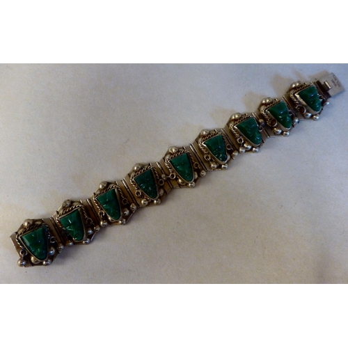 102 - Victorian and later collectables: to include a Mexican white metal and green hardstone set bracelet