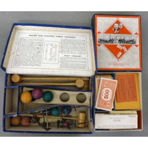 130 - Vintage board games: to include Chad Valley table croquet&nbsp;&nbsp;