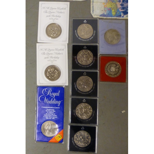 137 - Uncollated British and foreign pre/post decimal coins and banknotes: to include American half dollar... 