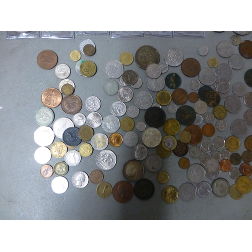 137 - Uncollated British and foreign pre/post decimal coins and banknotes: to include American half dollar... 