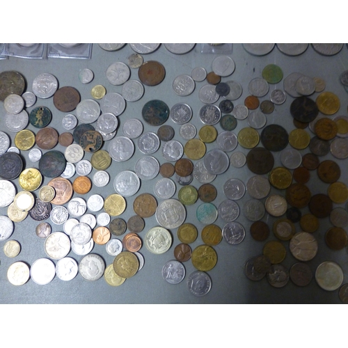 137 - Uncollated British and foreign pre/post decimal coins and banknotes: to include American half dollar... 