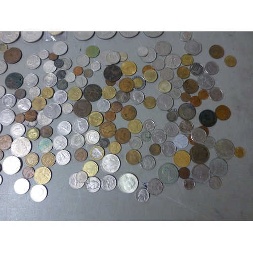 137 - Uncollated British and foreign pre/post decimal coins and banknotes: to include American half dollar... 