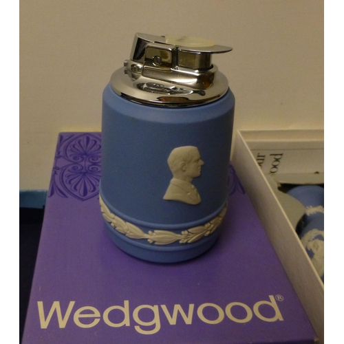 149 - Decorative items: to include Wedgwood powder blue jasper set items of personal ornament; and various... 