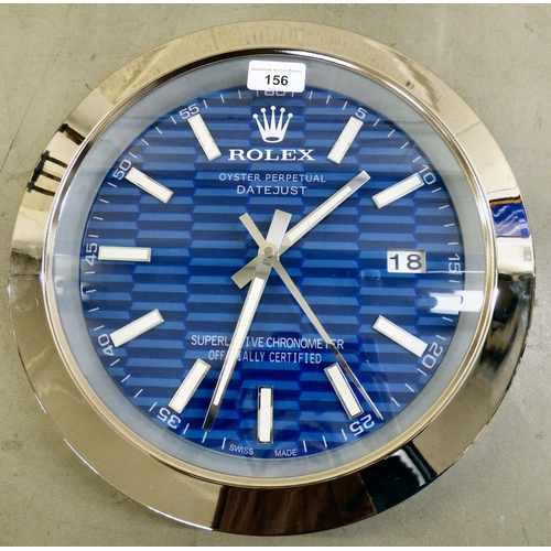 156 - A Rolex retailers shop display wall clock with a battery powered movement&nbsp; 13