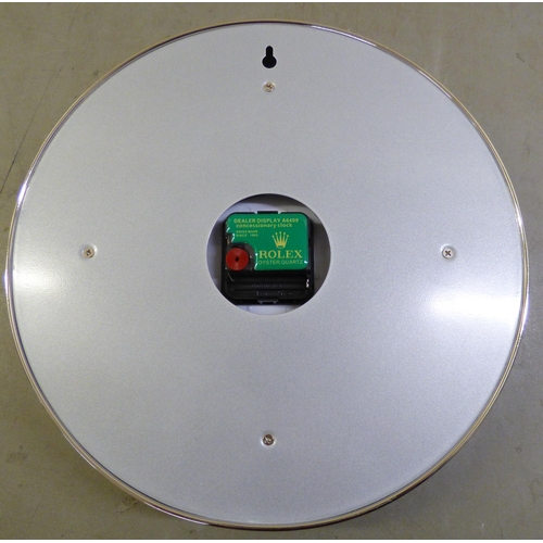 156 - A Rolex retailers shop display wall clock with a battery powered movement&nbsp; 13