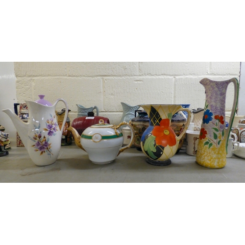 160 - 19th and 20thC decorative ceramics: to include a green cabbage leaf pattern china plate&nbsp; 7