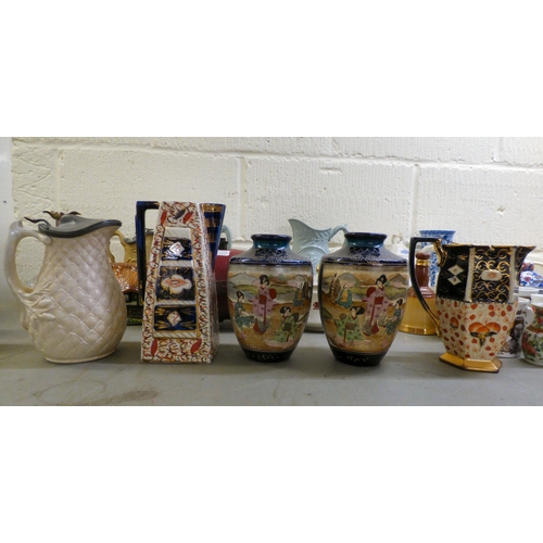 160 - 19th and 20thC decorative ceramics: to include a green cabbage leaf pattern china plate&nbsp; 7