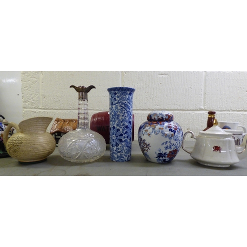 160 - 19th and 20thC decorative ceramics: to include a green cabbage leaf pattern china plate&nbsp; 7