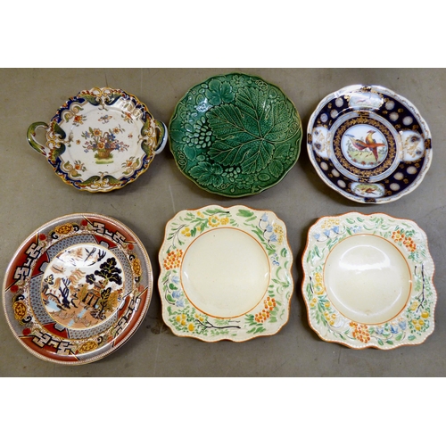 160 - 19th and 20thC decorative ceramics: to include a green cabbage leaf pattern china plate&nbsp; 7